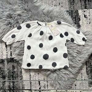 Aimama Girls White Blouse With Dot Print Design Size 12-18 Month